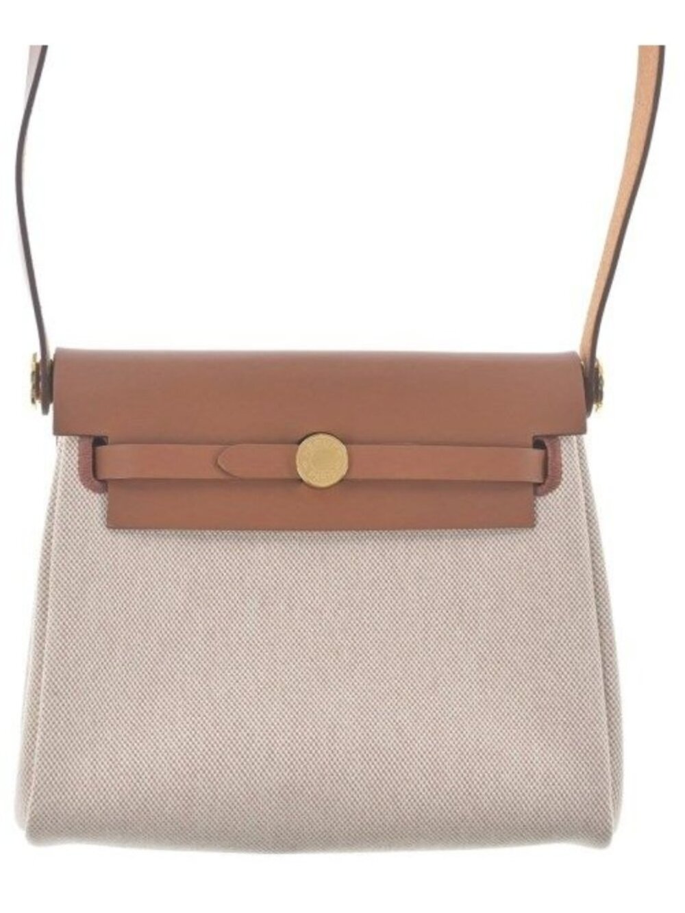 Hermes Herbag Zip 20 Mini Toile Hunter Ecru Fauve Gold Shoulder Bag